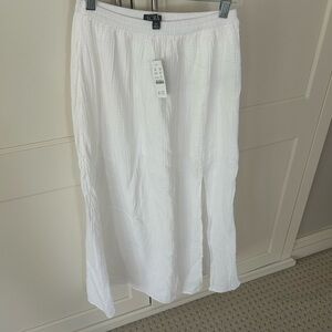 NWT! J.Crew White gauze 100%cotton maxi Skirt w/front slit. Partially lined. XXS